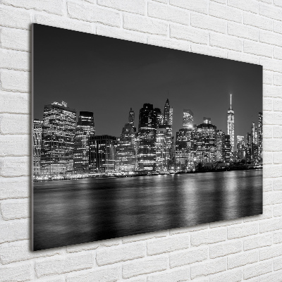 Cuadro de cristal templado moderno horizontal Manhattan de noche