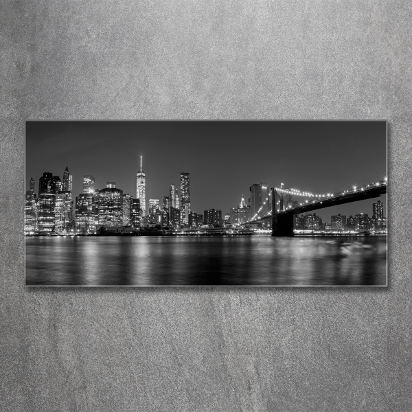 Cuadro de cristal templado moderno horizontal Manhattan de noche