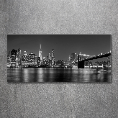 Cuadro de cristal templado moderno horizontal Manhattan de noche