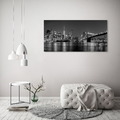 Cuadro de cristal templado moderno horizontal Manhattan de noche