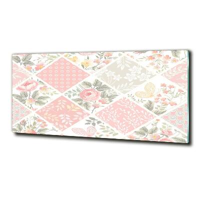 Impresión en cristal con acabado brillante horizontal Patrón de rosas y mariposas