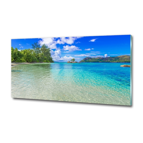 Foto en cristal de alta calidad con impresión uv horizontal Playa de Seychelles