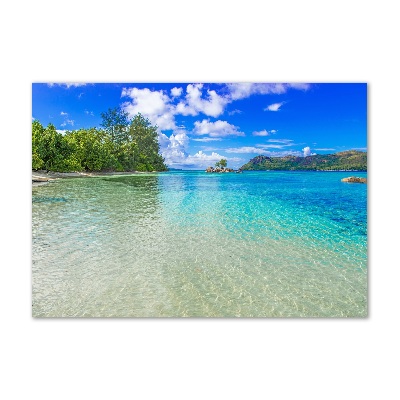Foto en cristal de alta calidad con impresión uv horizontal Playa de Seychelles