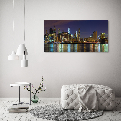 Foto en cristal de alta calidad con impresión uv horizontal Manhattan de noche