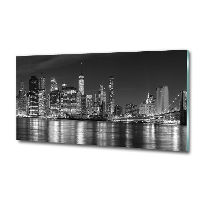 Cuadro de cristal templado moderno horizontal Manhattan de noche