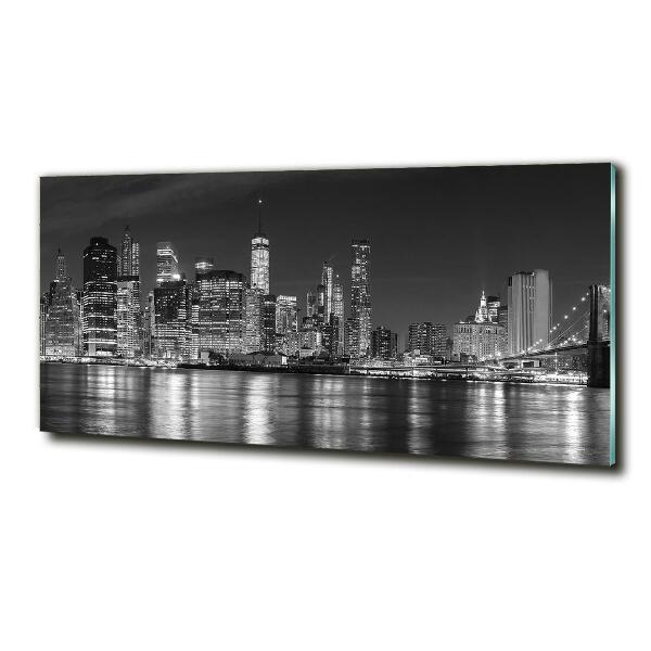 Cuadro de cristal templado moderno horizontal Manhattan de noche