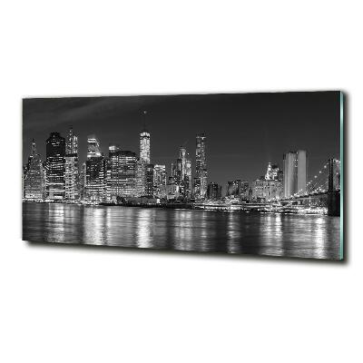 Cuadro de cristal templado moderno horizontal Manhattan de noche