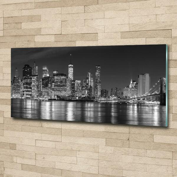 Cuadro de cristal templado moderno horizontal Manhattan de noche