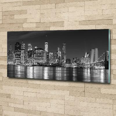 Cuadro de cristal templado moderno horizontal Manhattan de noche