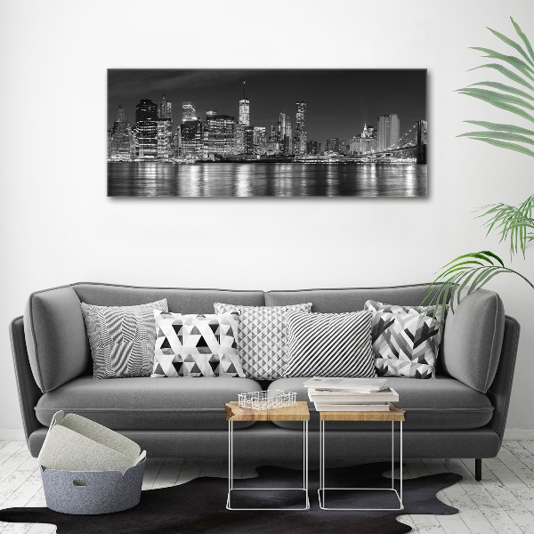 Cuadro de cristal templado moderno horizontal Manhattan de noche