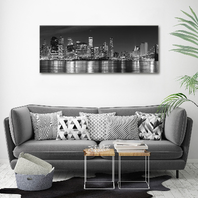 Cuadro de cristal templado moderno horizontal Manhattan de noche