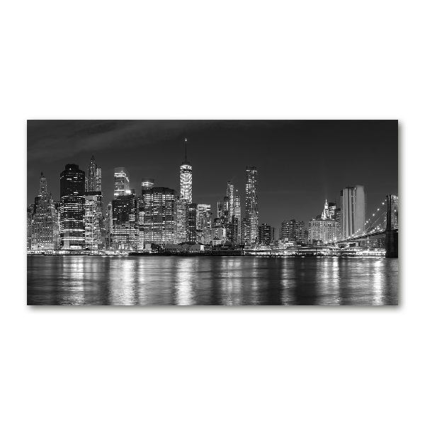 Cuadro de cristal templado moderno horizontal Manhattan de noche