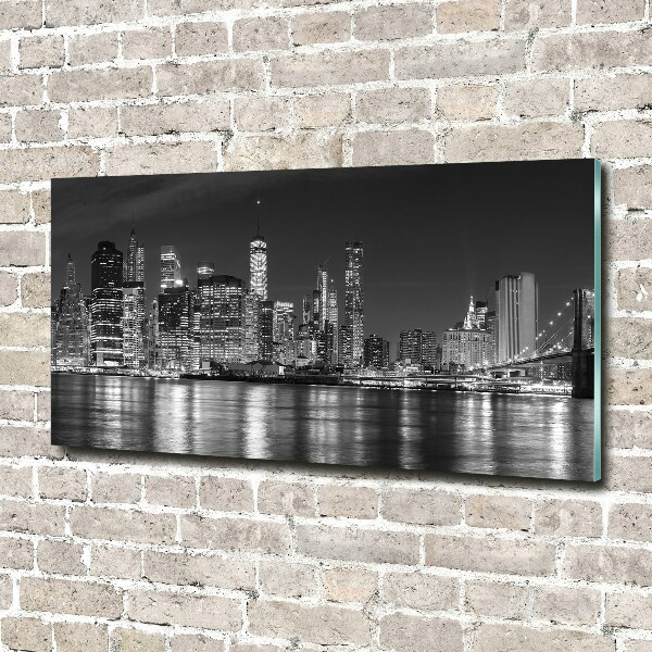 Cuadro de cristal templado moderno horizontal Manhattan de noche