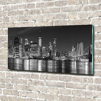 Cuadro de cristal templado moderno horizontal Manhattan de noche