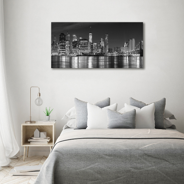 Cuadro de cristal templado moderno horizontal Manhattan de noche