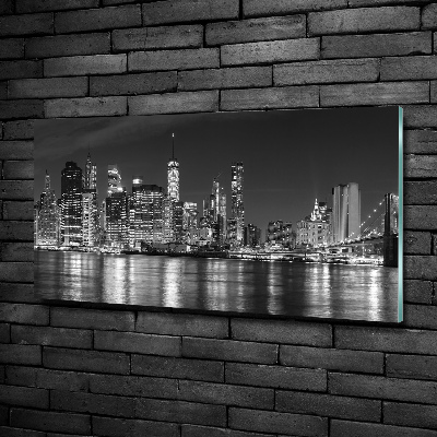Cuadro de cristal templado moderno horizontal Manhattan de noche