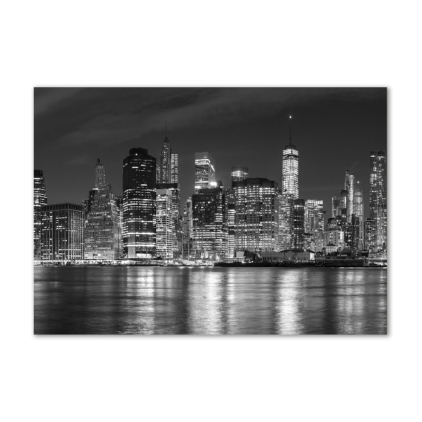 Cuadro de cristal templado moderno horizontal Manhattan de noche