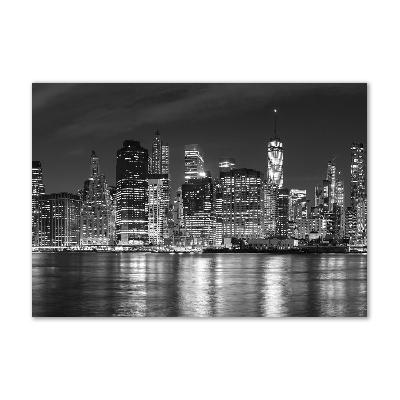 Cuadro de cristal templado moderno horizontal Manhattan de noche