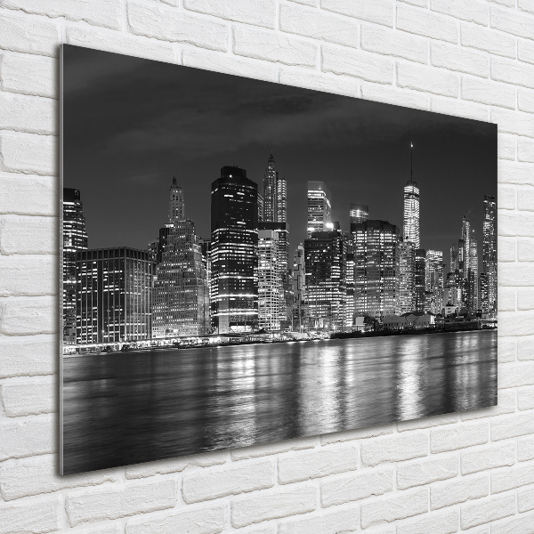 Cuadro de cristal templado moderno horizontal Manhattan de noche