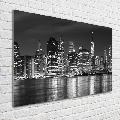 Cuadro de cristal templado moderno horizontal Manhattan de noche