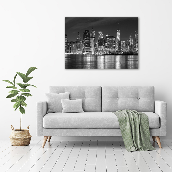 Cuadro de cristal templado moderno horizontal Manhattan de noche