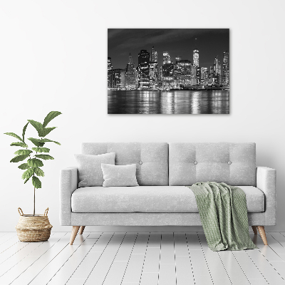Cuadro de cristal templado moderno horizontal Manhattan de noche