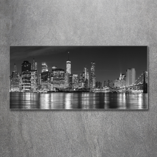 Cuadro de cristal templado moderno horizontal Manhattan de noche