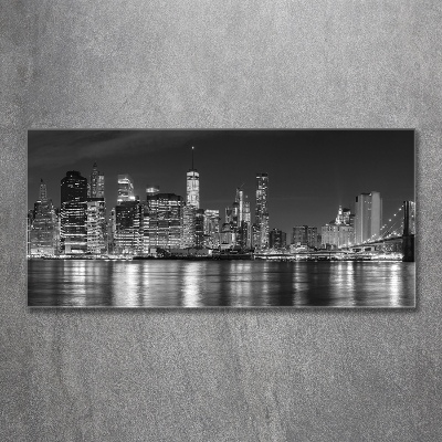 Cuadro de cristal templado moderno horizontal Manhattan de noche