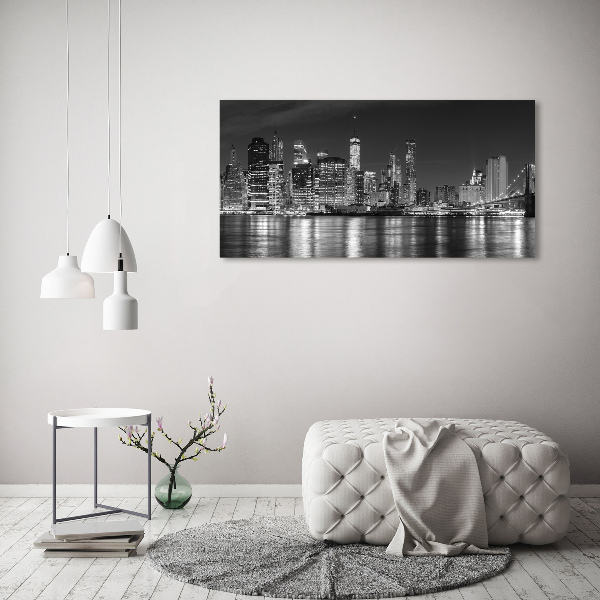 Cuadro de cristal templado moderno horizontal Manhattan de noche