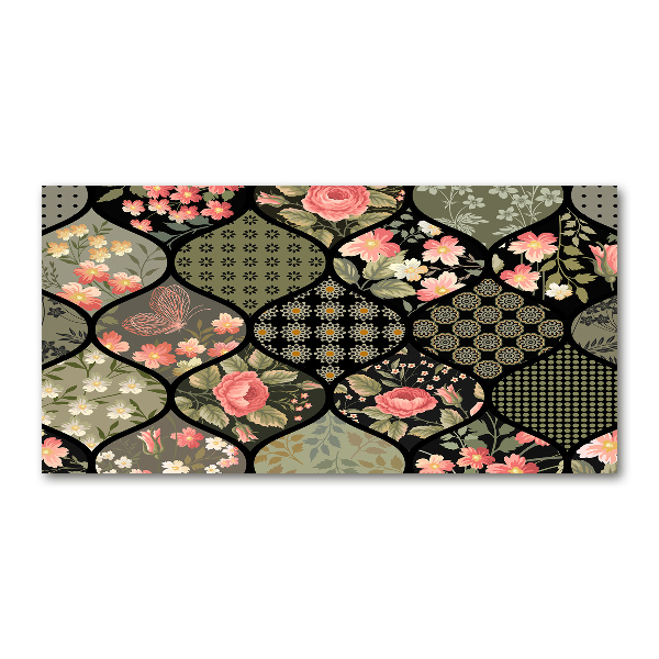 Cuadro de cristal templado moderno horizontal Patrón floral