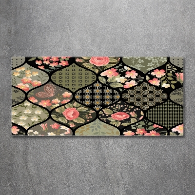 Cuadro de cristal templado moderno horizontal Patrón floral