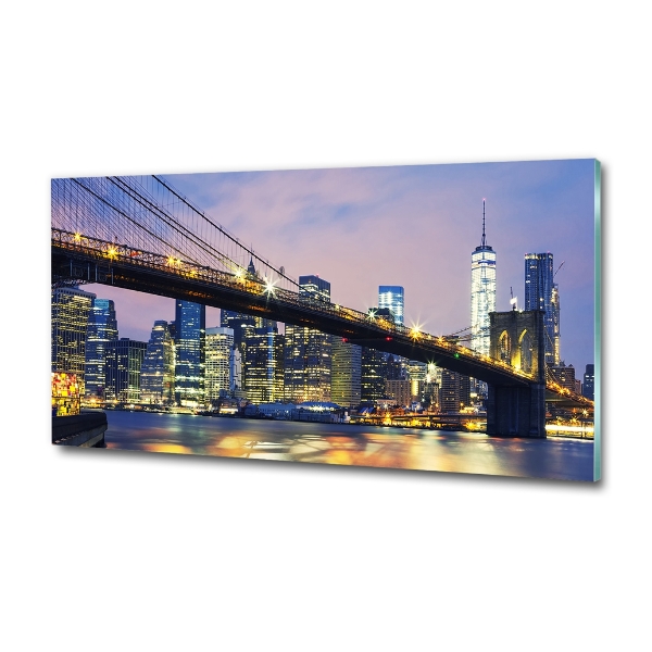 Cuadro decorativo de vidrio para salón horizontal Puente de Brooklyn