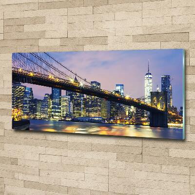 Cuadro decorativo de vidrio para salón horizontal Puente de Brooklyn