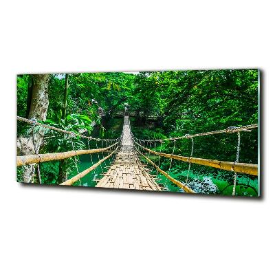 Cuadro de cristal templado moderno horizontal Puente de la selva tropical