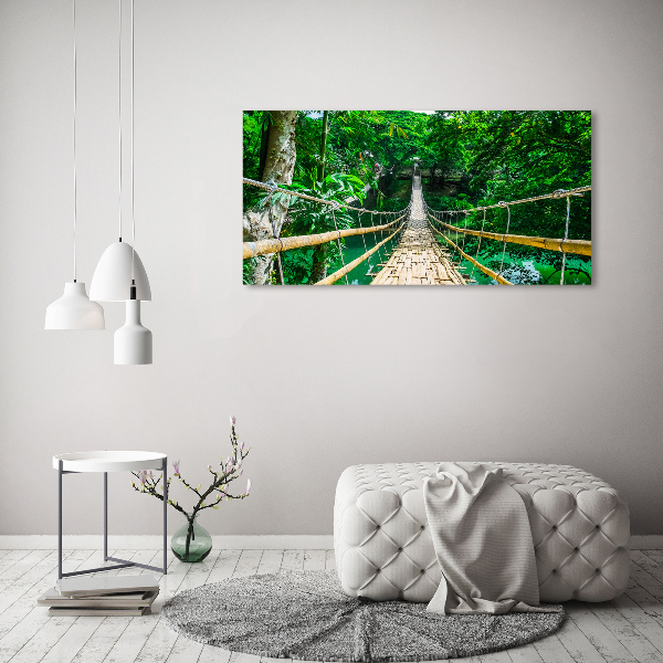 Cuadro de cristal templado moderno horizontal Puente de la selva tropical