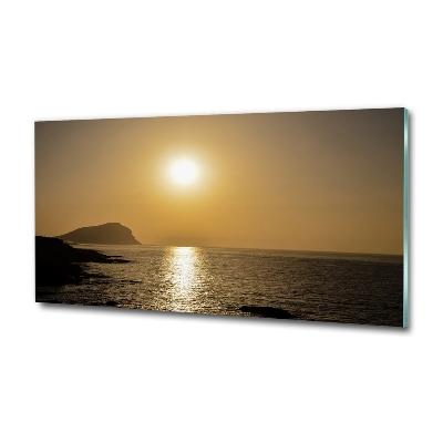 Cuadro decorativo de vidrio para salón horizontal Mar al atardecer