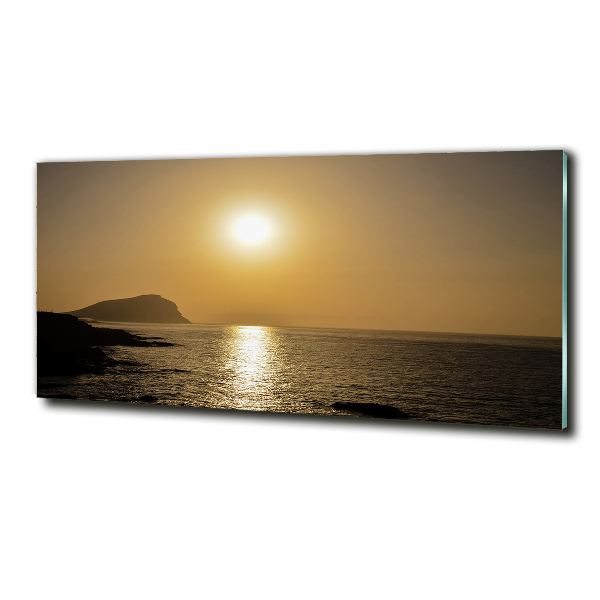 Cuadro decorativo de vidrio para salón horizontal Mar al atardecer
