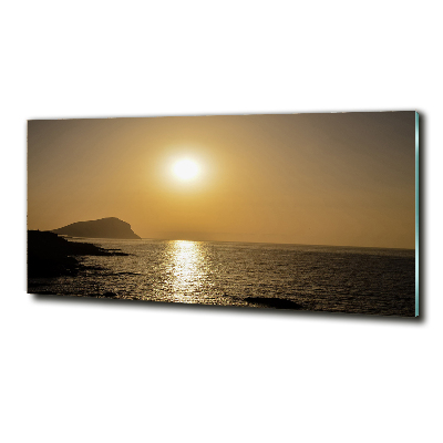 Cuadro decorativo de vidrio para salón horizontal Mar al atardecer