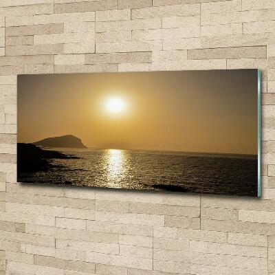 Cuadro decorativo de vidrio para salón horizontal Mar al atardecer