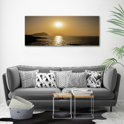 Cuadro decorativo de vidrio para salón horizontal Mar al atardecer