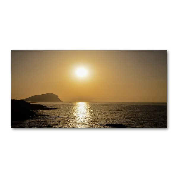 Cuadro decorativo de vidrio para salón horizontal Mar al atardecer