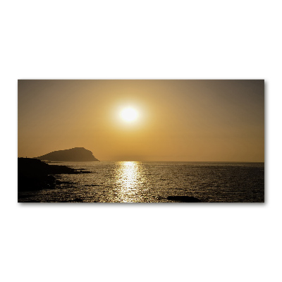 Cuadro decorativo de vidrio para salón horizontal Mar al atardecer