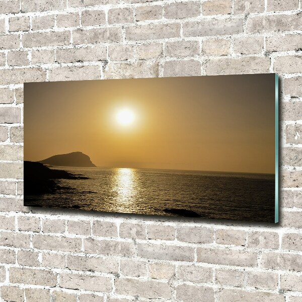 Cuadro decorativo de vidrio para salón horizontal Mar al atardecer