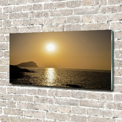Cuadro decorativo de vidrio para salón horizontal Mar al atardecer
