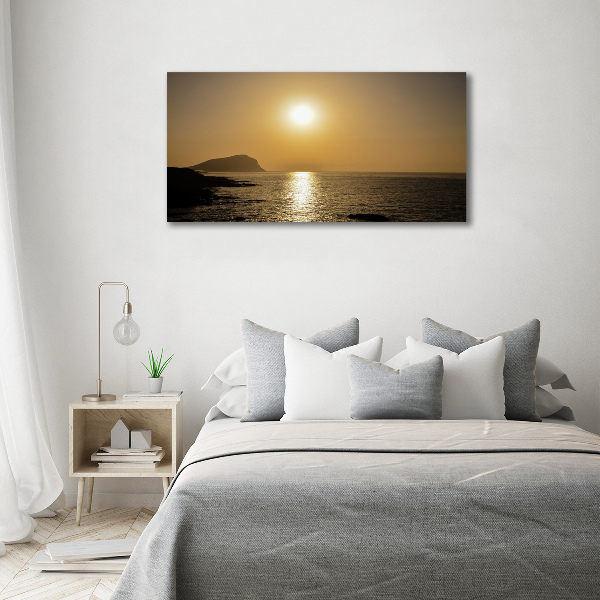 Cuadro decorativo de vidrio para salón horizontal Mar al atardecer