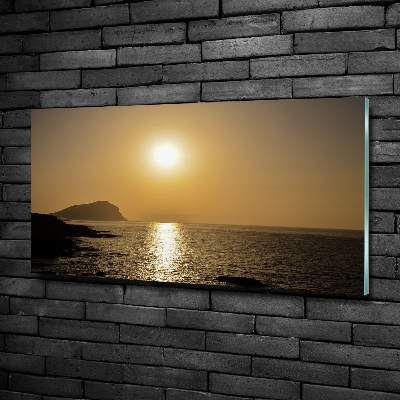 Cuadro decorativo de vidrio para salón horizontal Mar al atardecer