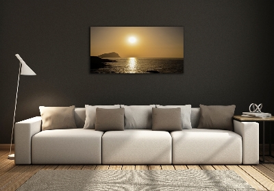 Cuadro decorativo de vidrio para salón horizontal Mar al atardecer