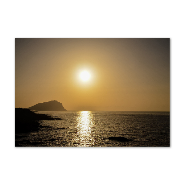 Cuadro decorativo de vidrio para salón horizontal Mar al atardecer