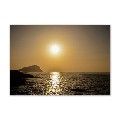 Cuadro decorativo de vidrio para salón horizontal Mar al atardecer