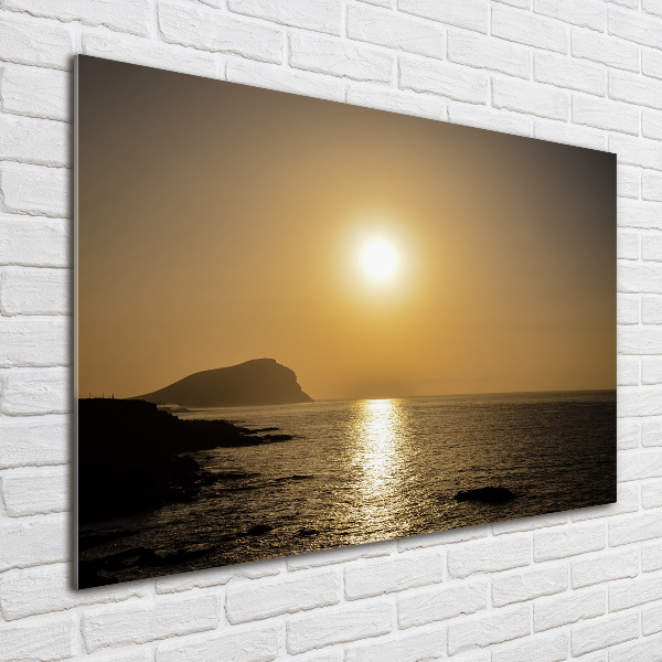 Cuadro decorativo de vidrio para salón horizontal Mar al atardecer